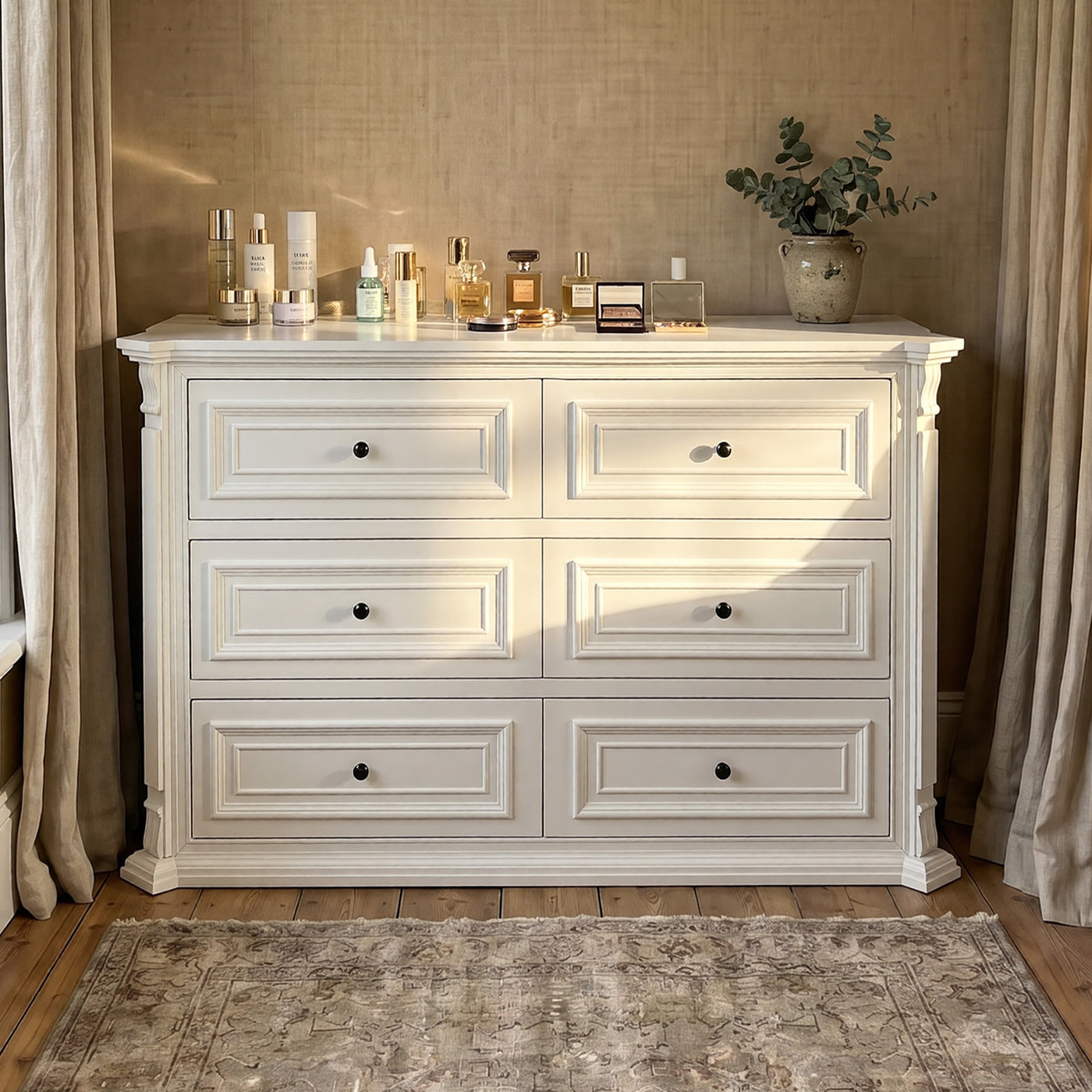 6-Drawer Modern Dresser with Fluted Details