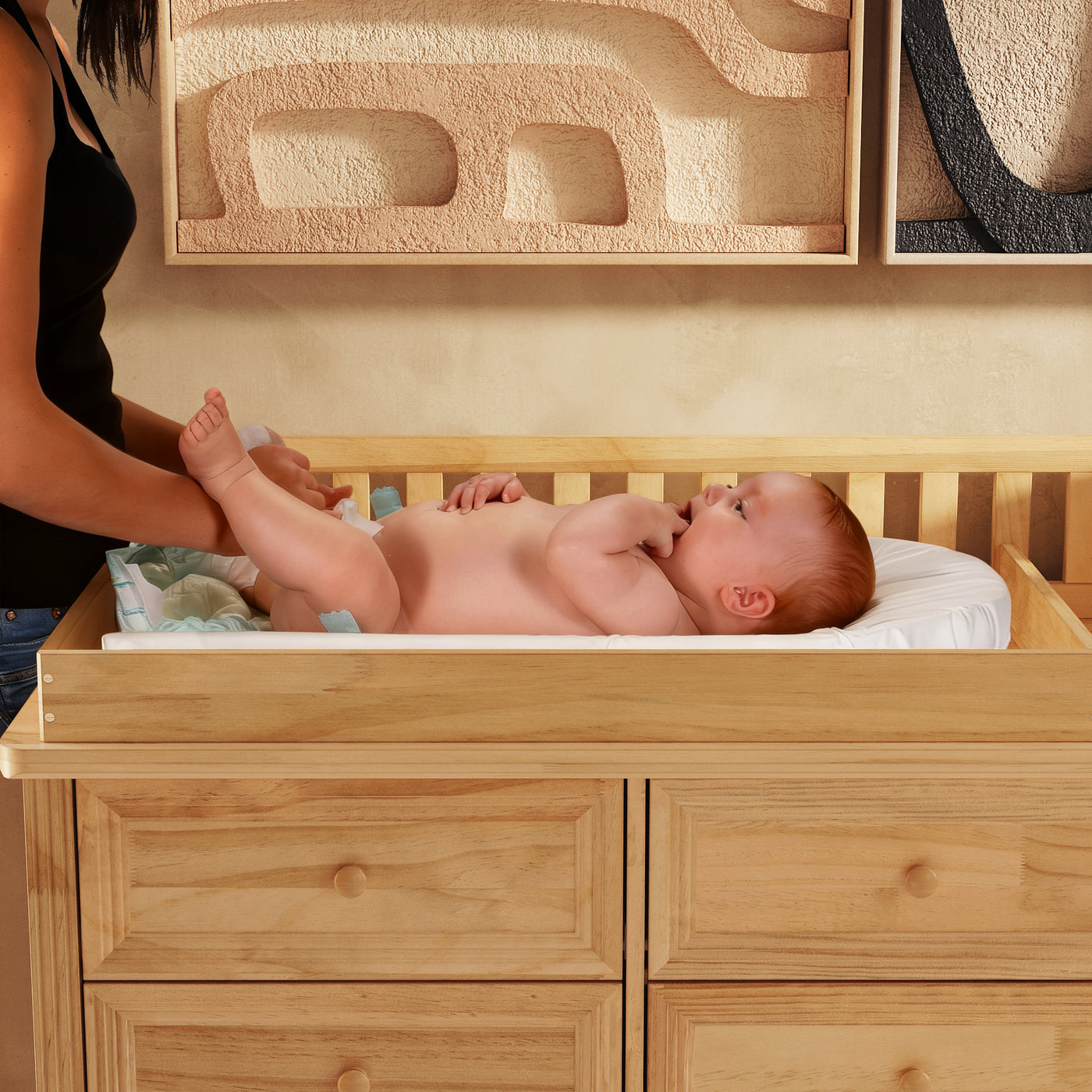 Solid Wood Changing Table with 9 Drawers