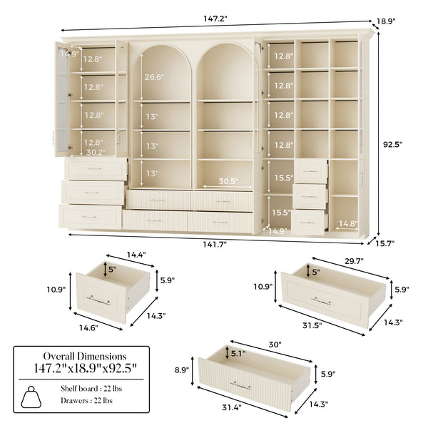 Grand Arched Modular Storage Display Wall Unit with Integrated Lighting