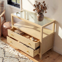 2-Drawer Nightstand with Glass Top