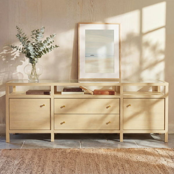 Storage Cabinet with Open Shelf, Drawers and Double Cabinets