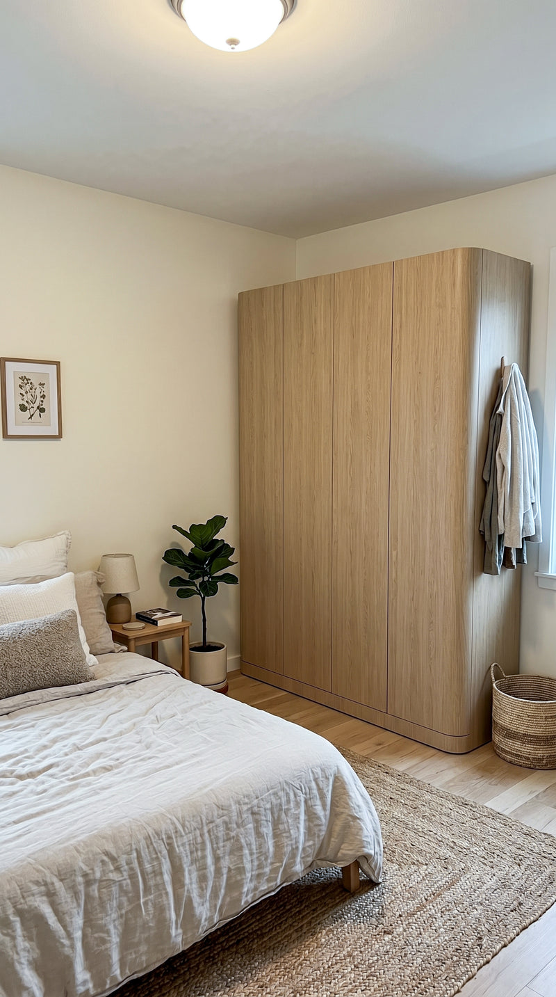 Rounded Wardrobe, Warm Bedroom