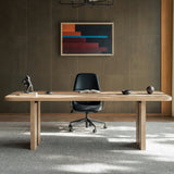 Rounded Edge Wood Grain Desk with Metal Frame
