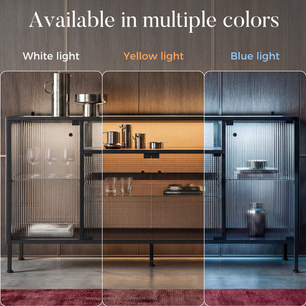 Display Cabinet with LED Lighting and Open Shelving