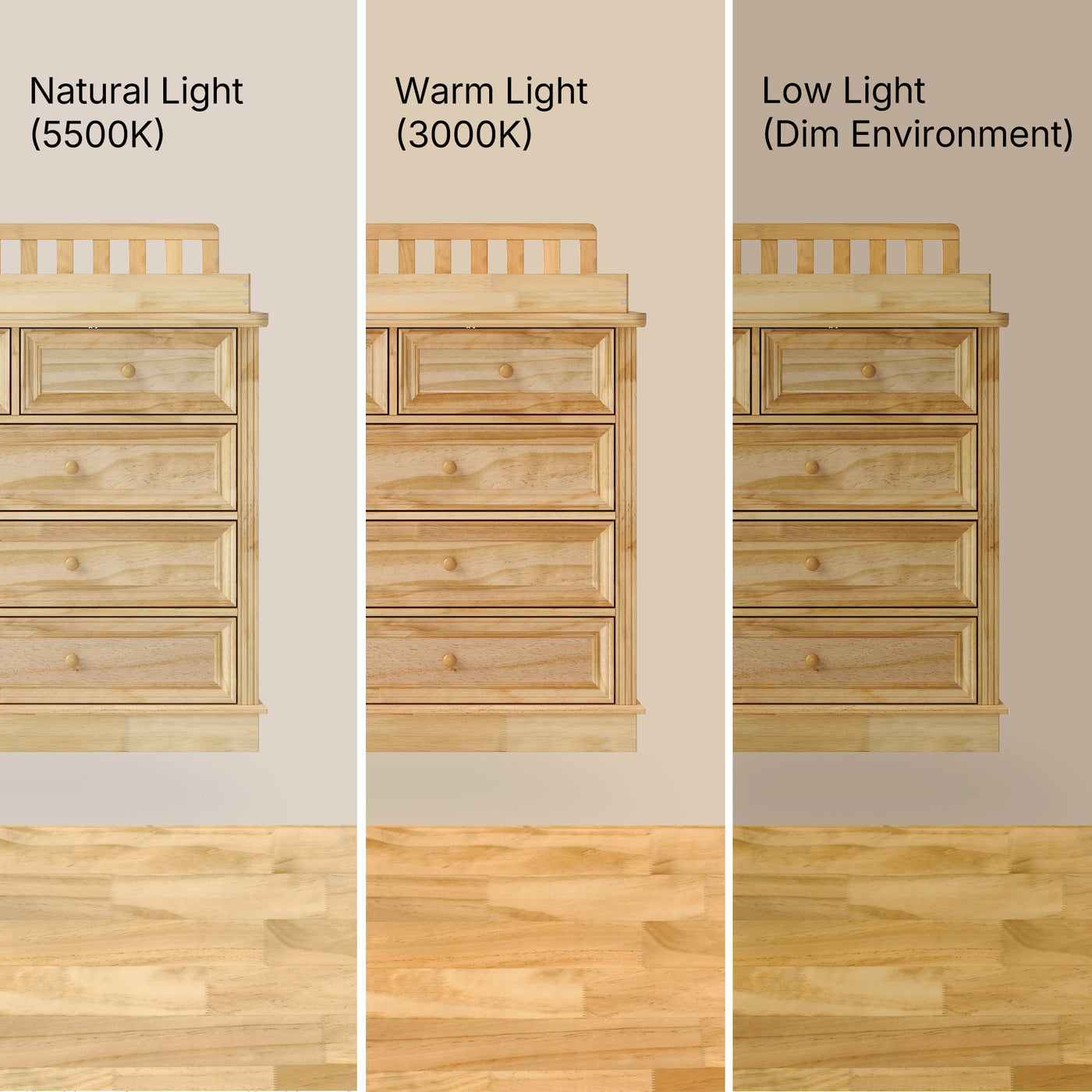 Solid Wood Changing Table with Drawers and Round Knob Handles