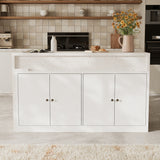Modern Double-Sided Kitchen Island with Pull-Out Tabletop and Open Shelving