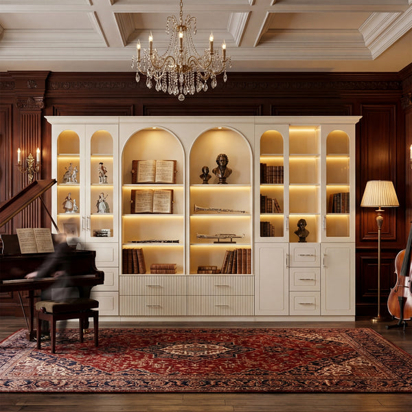 Grand Arched Modular Storage Display Wall Unit with Integrated Lighting