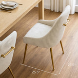 Upholstered Dining Chair with Velvet Fabric and Metal Legs