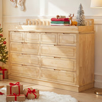 Solid Wood Changing Table with Drawers and Handle-Free Design