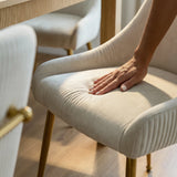 Upholstered Dining Chair with Velvet Fabric and Metal Legs
