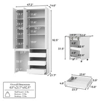 Pantry Cabinet with Rolling Storage Cart