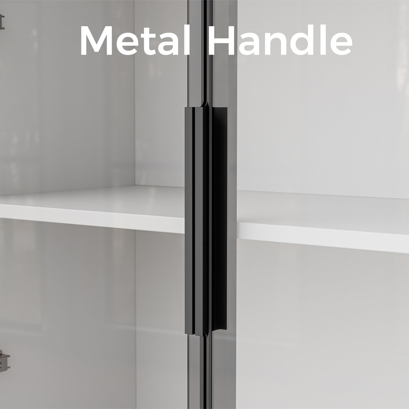Pantry Cabinet with Glass Doors and LED Lighting