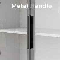 Pantry Cabinet with Glass Doors and LED Lighting