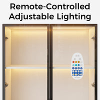 Pantry Cabinet with Glass Doors and LED Lighting