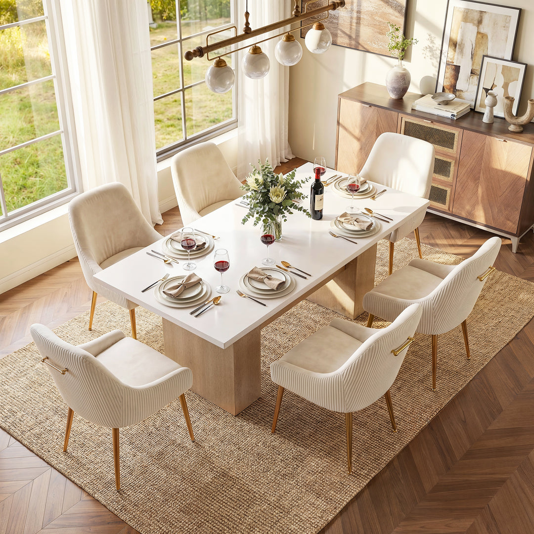 Upholstered Dining Chair with Velvet Fabric and Metal Legs