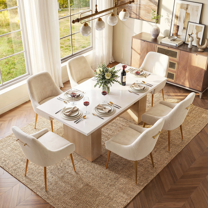 Upholstered Dining Chair with Velvet Fabric and Metal Legs