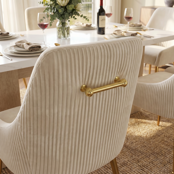 Upholstered Dining Chair with Velvet Fabric and Metal Legs