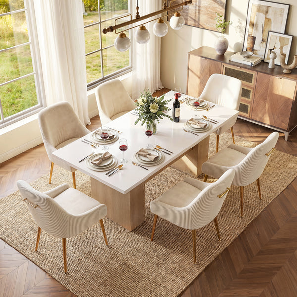 Upholstered Dining Chair with Velvet Fabric and Metal Legs