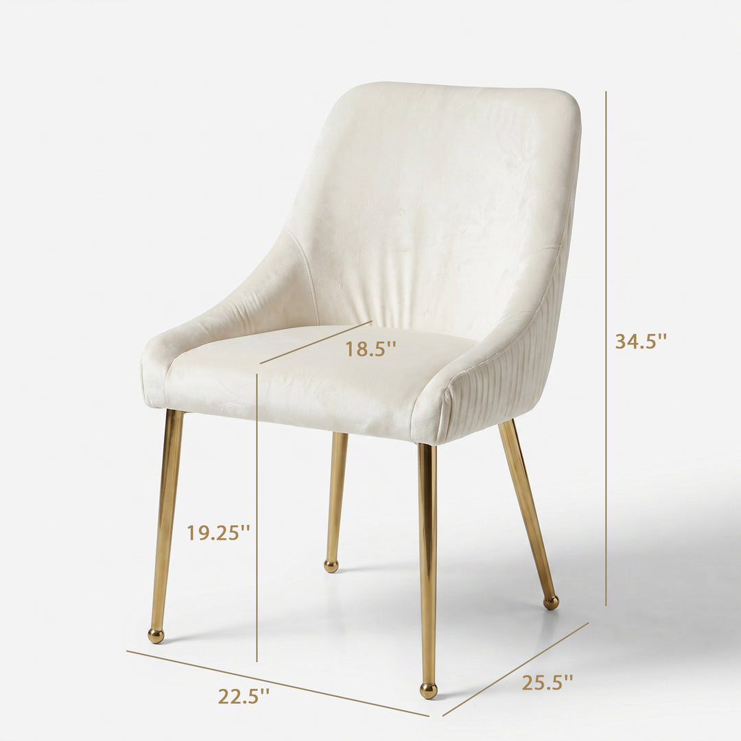 Upholstered Dining Chair with Velvet Fabric and Metal Legs