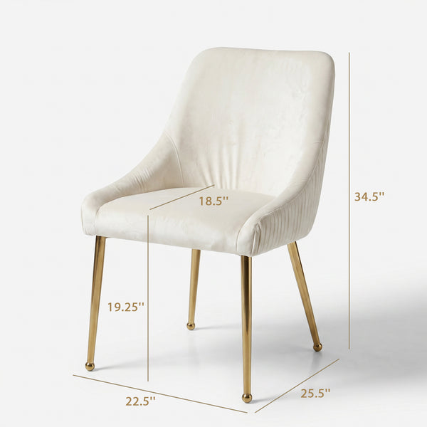Upholstered Dining Chair with Velvet Fabric and Metal Legs