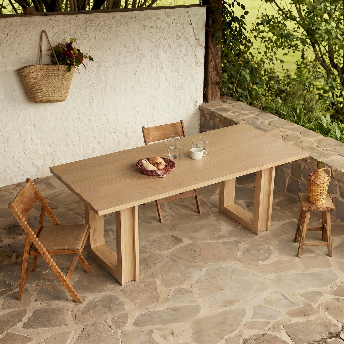Solid Wood Dining Table with Oak Veneer
