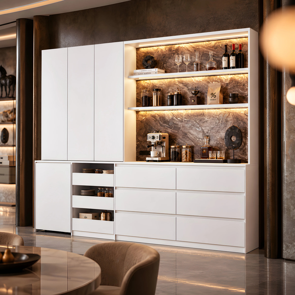 Pantry Storage & Appliance Station Cabinet Set
