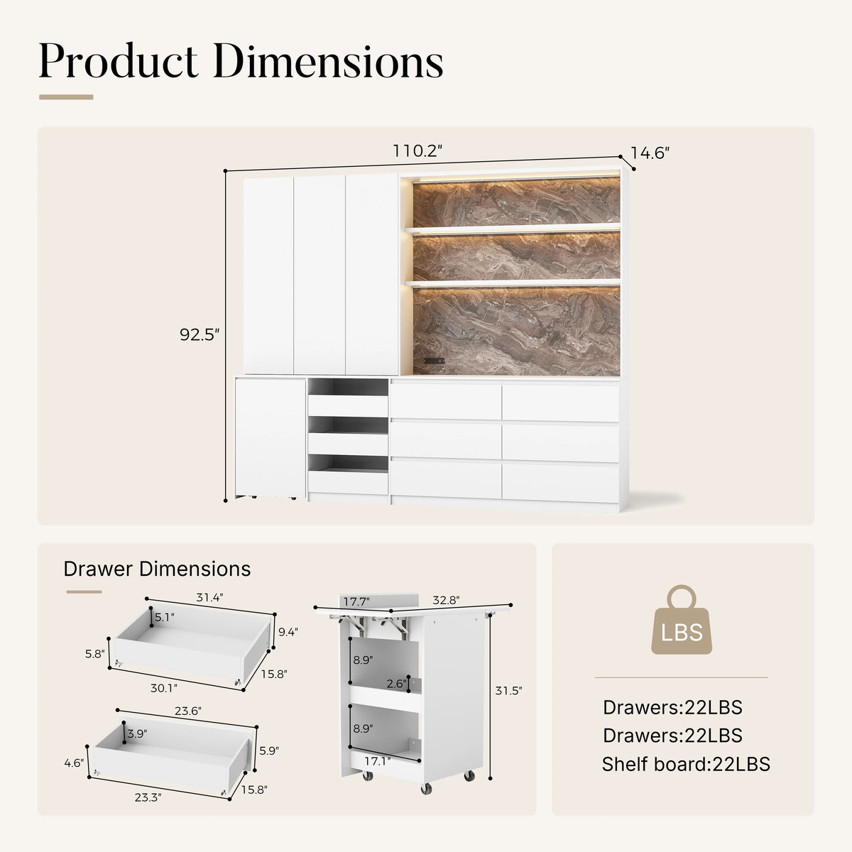 Pantry Storage & Appliance Station Cabinet Set