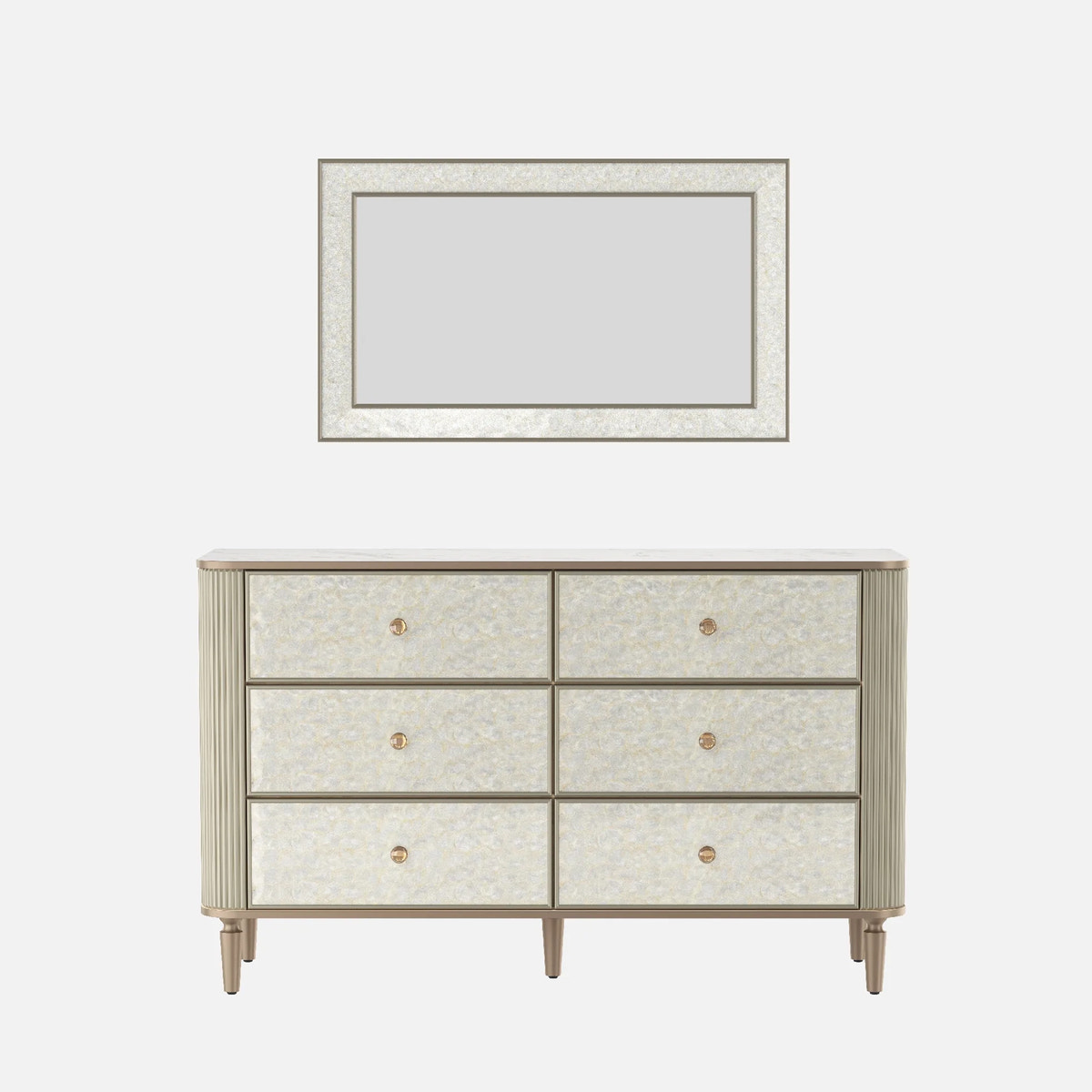 Nacre Mother-of-Pearl Inspired Dresser & Mirror Set