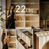 Arched Display Cabinet with Open Shelving, Drawers and Integrated Lighting