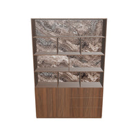 Storage Cabinet with Open Shelves and Drawers-Brown