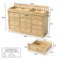 Solid Wood Changing Table with 9 Drawers