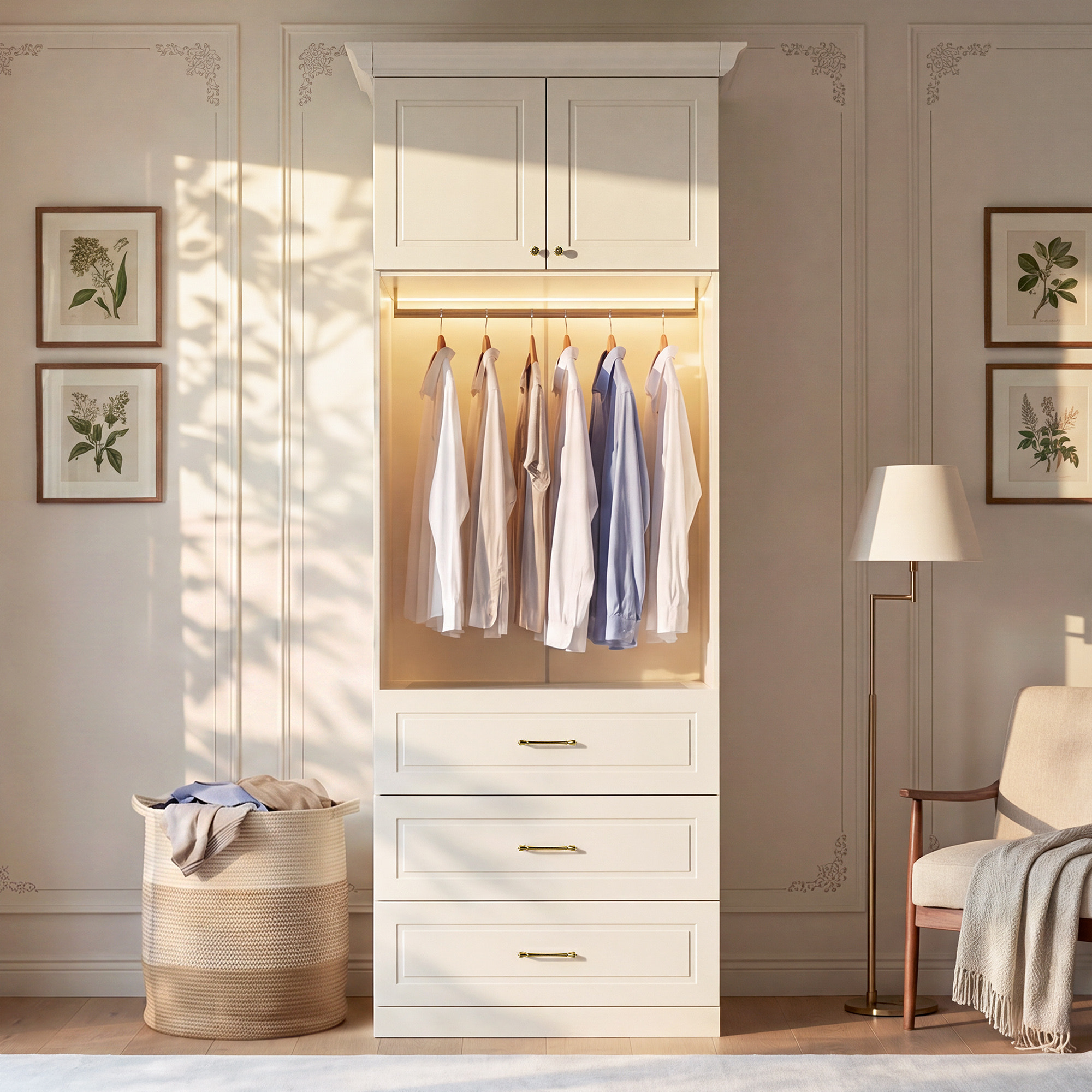 Vestia 2-Door Wardrobe Closet with 3 Drawers
