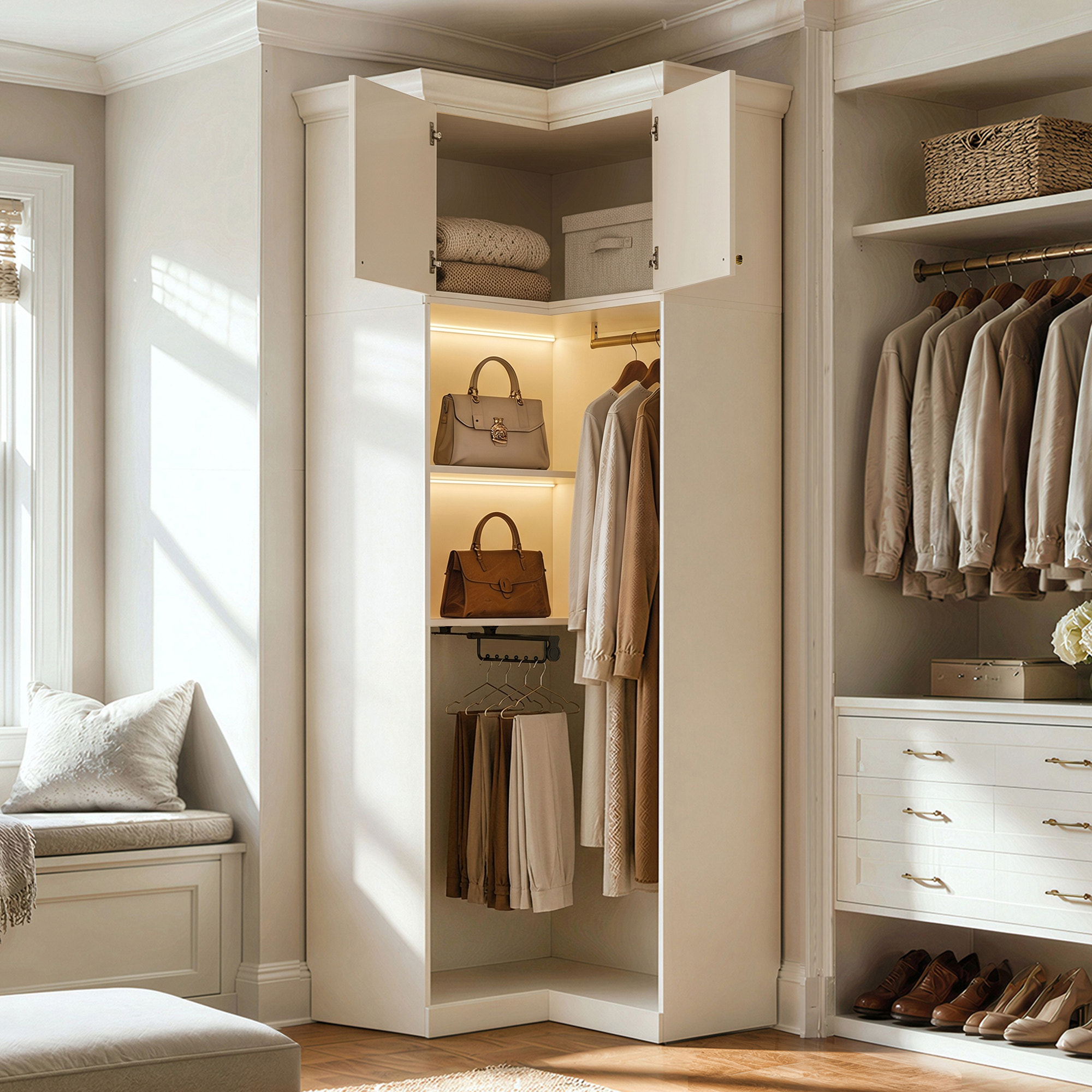 Vestia Corner Wardrobe Closet Cabinet