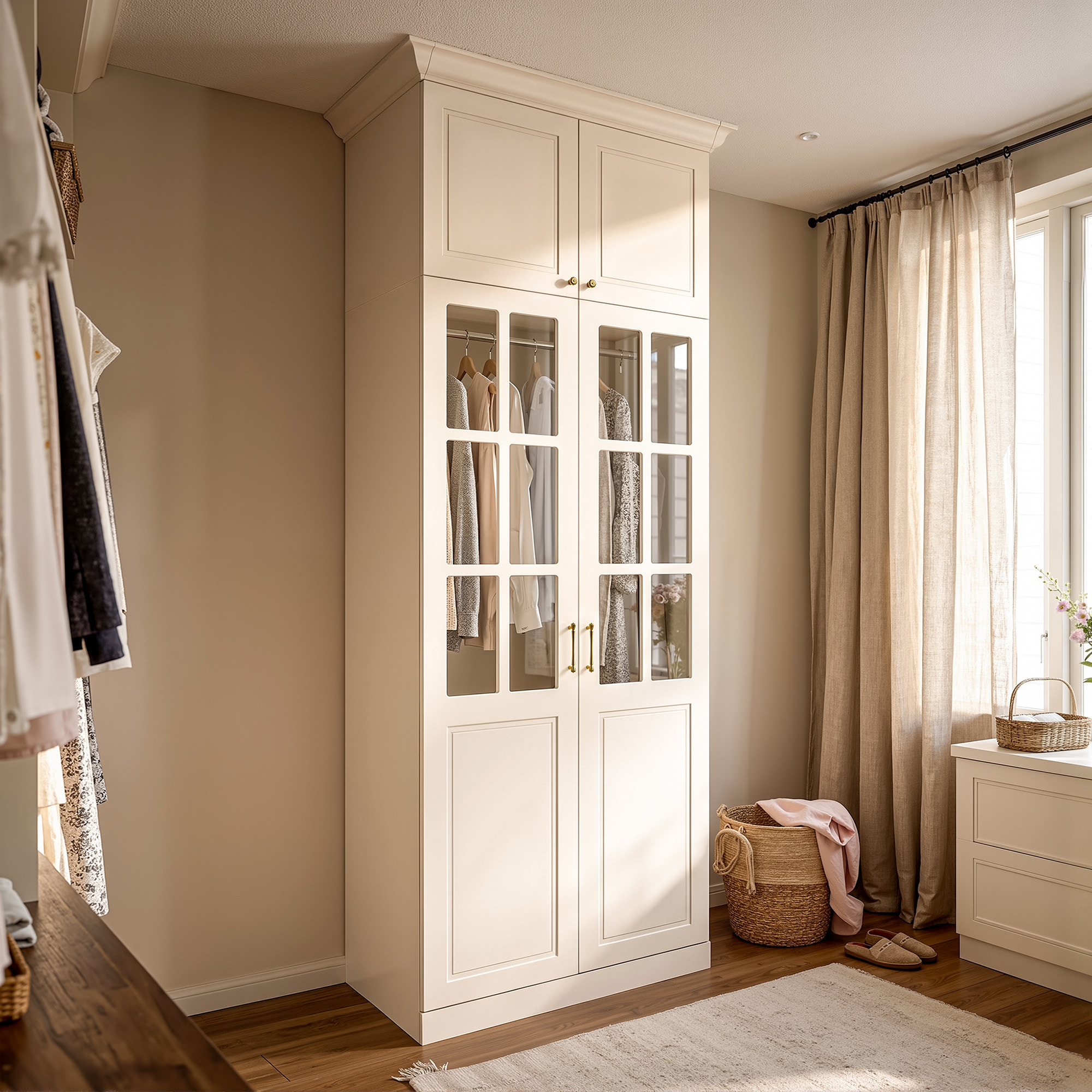 Vestia 4-Door Wardrobe Closet with Pants Rack