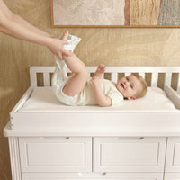 Solid Wood Changing Table with Drawers and Handle-Free Design