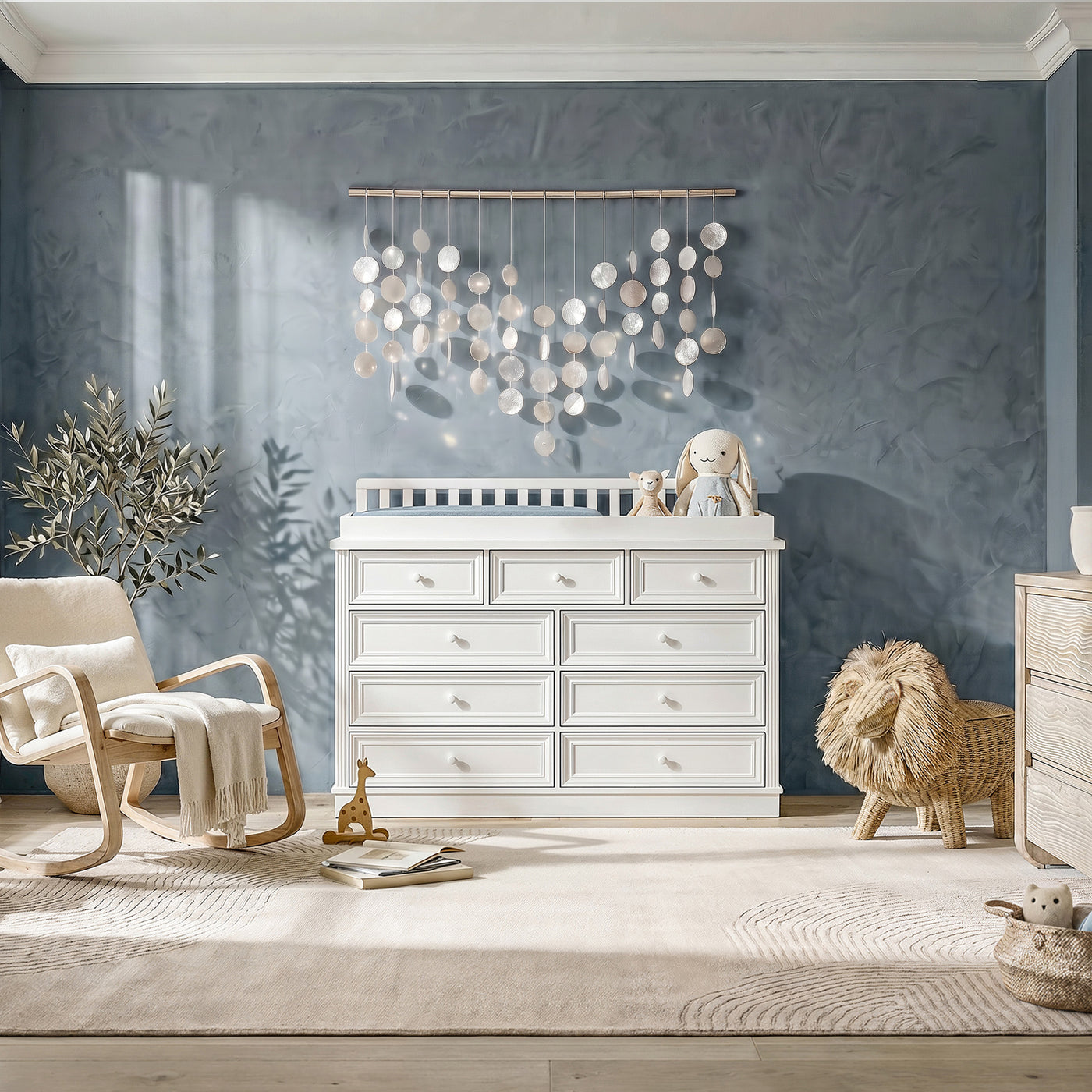 Solid Wood Changing Table with Drawers and Round Knob Handles